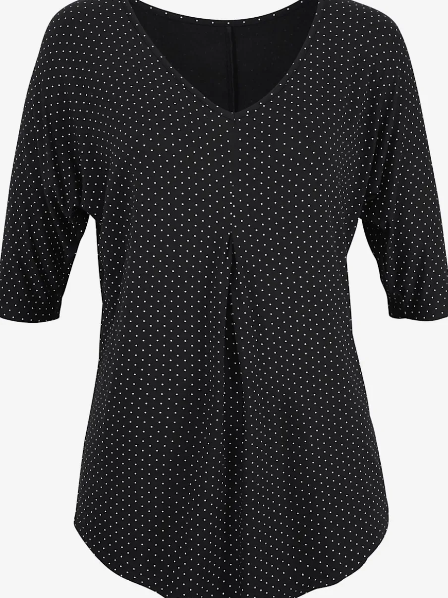 T-shirt à manches mi-longues avec pli creux et petits pois