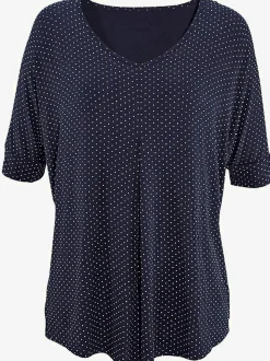 T-shirt à manches mi-longues avec pli creux et petits pois
