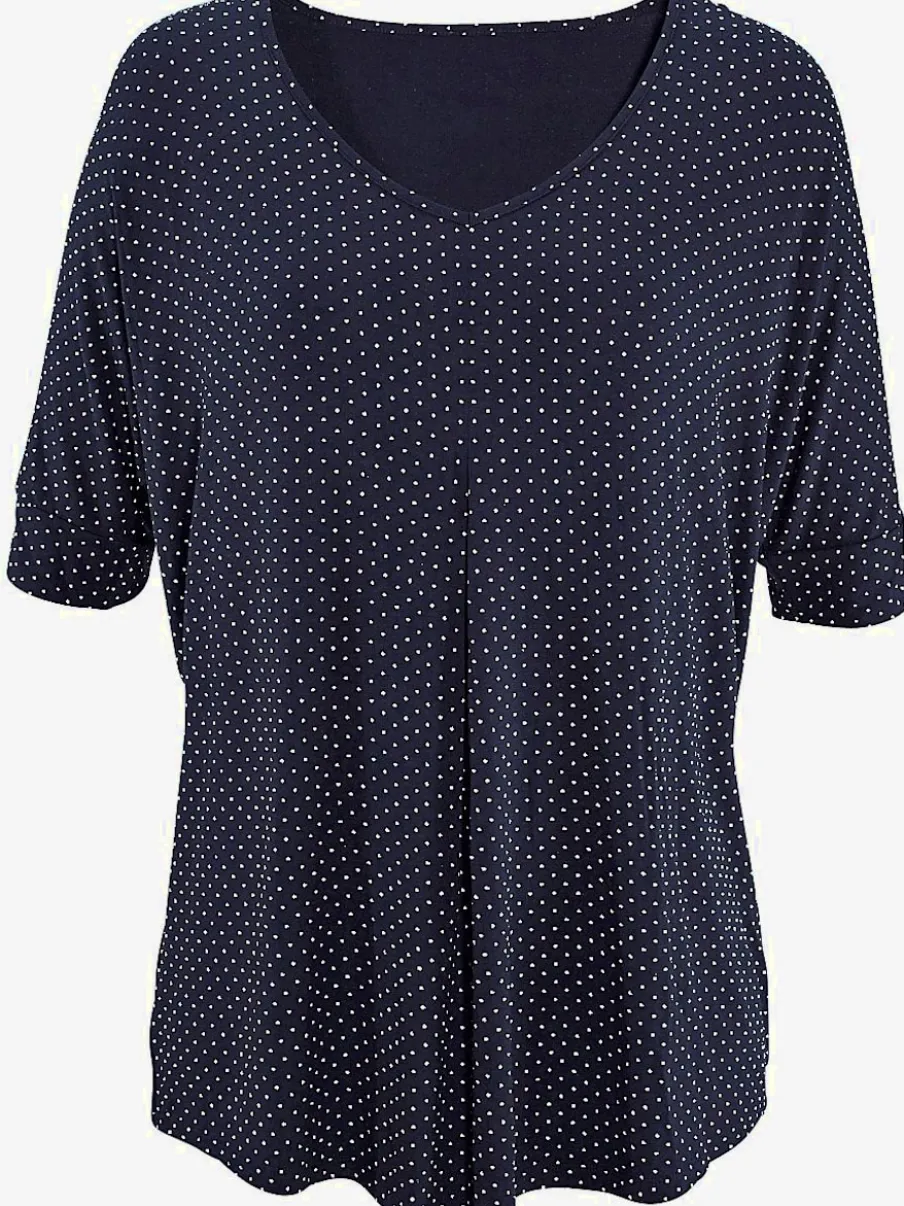 T-shirt à manches mi-longues avec pli creux et petits pois