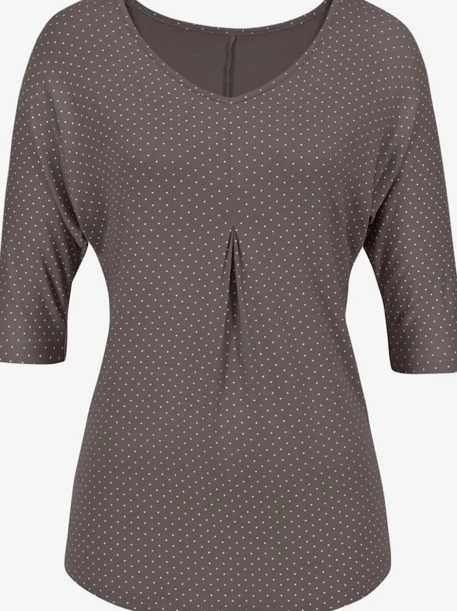 T-shirt à manches mi-longues avec pli creux et petits pois