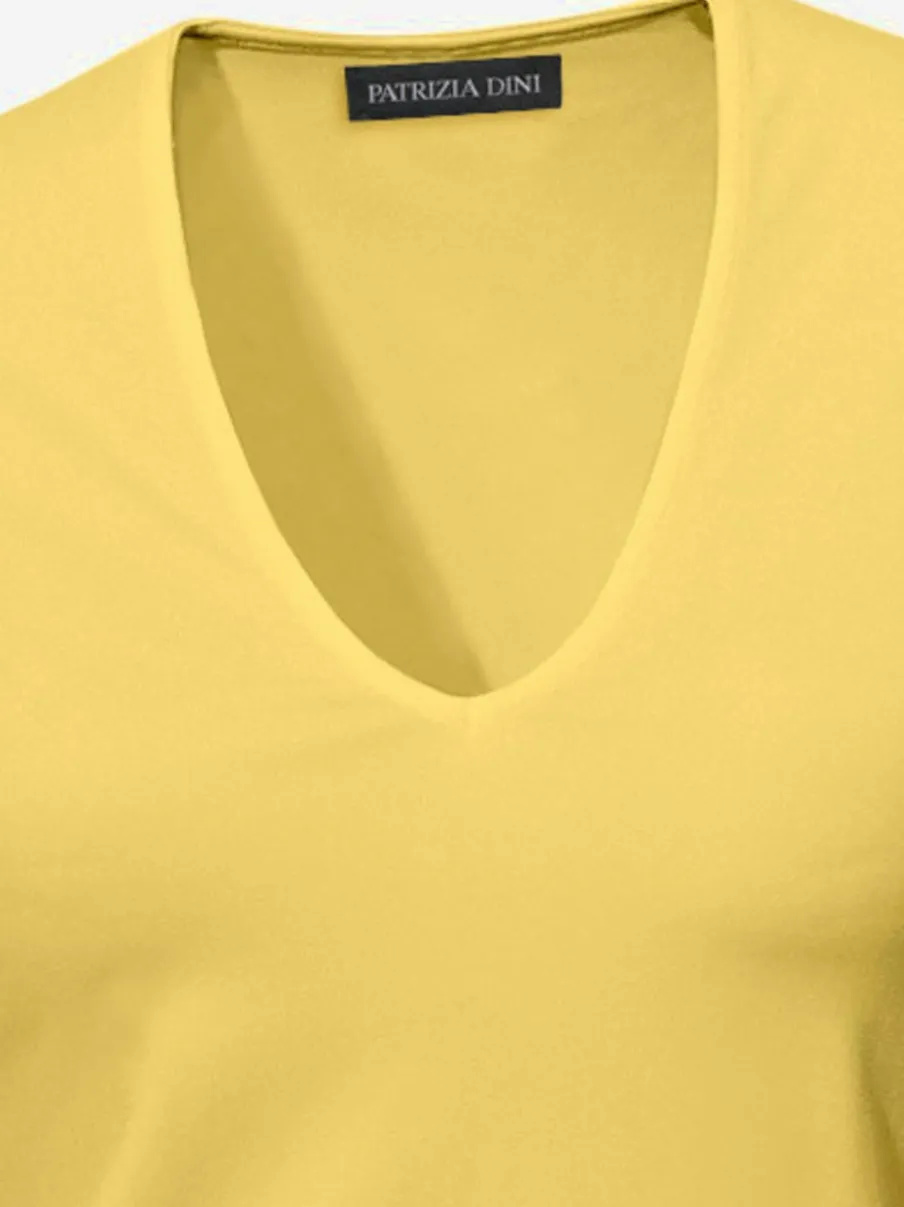 T-shirt à manches mi-longues col en v ajusté doux