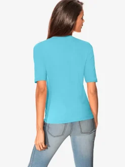 T-shirt à manches mi-longues col en v ajusté doux
