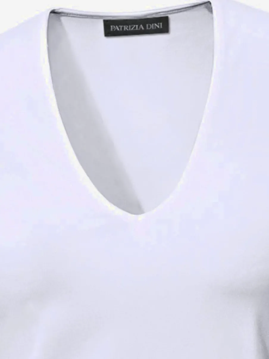 T-shirt à manches mi-longues col en v ajusté doux
