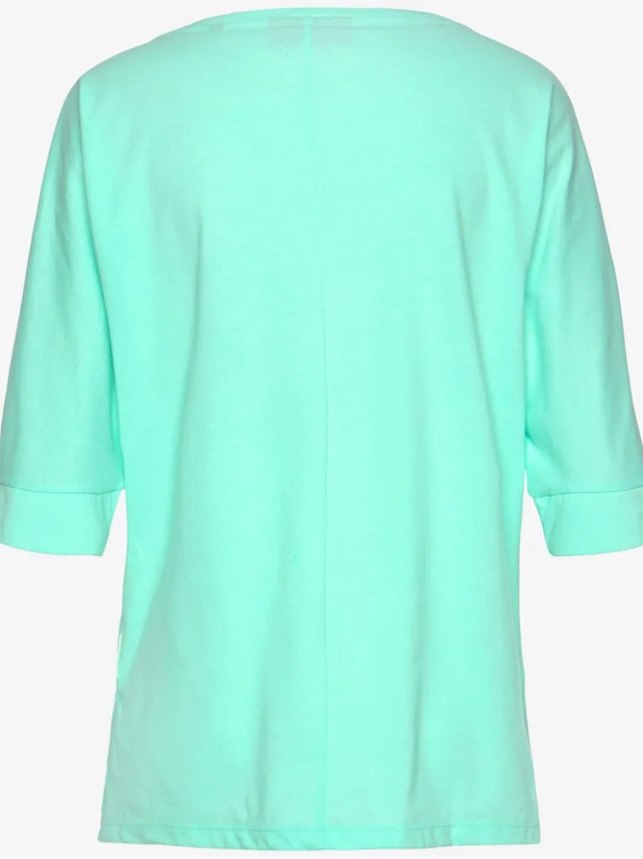 T-shirt à manches mi-longues encolure ronde logo imprimé