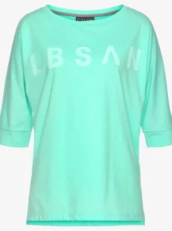 T-shirt à manches mi-longues encolure ronde logo imprimé