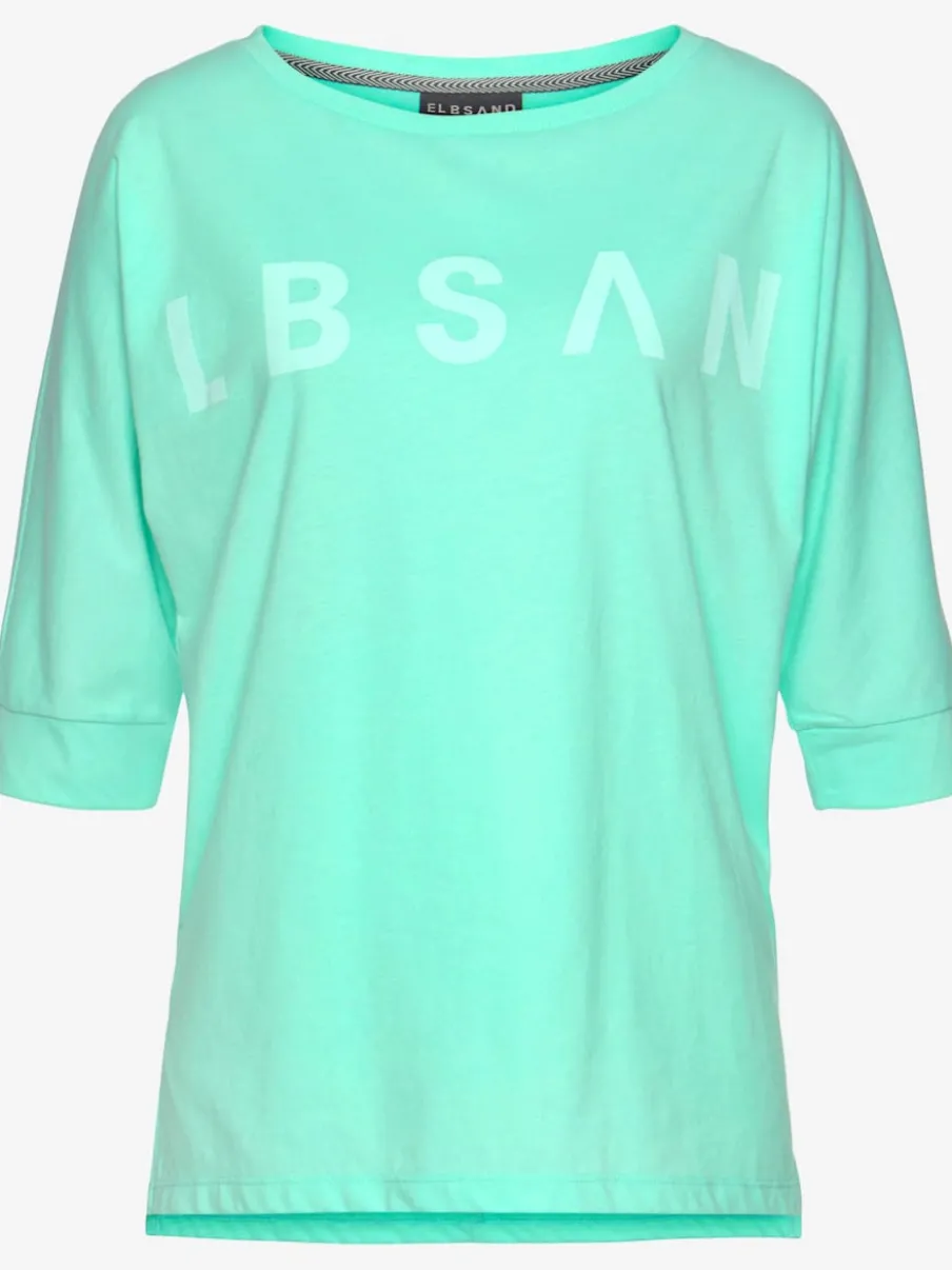 T-shirt à manches mi-longues encolure ronde logo imprimé