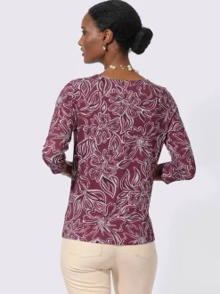 T-shirt à manches 3/4 motif floral en viscose extensible