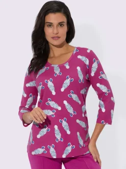 T-shirt à manches 3/4 motif zèbres imprimé brillant