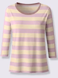 T-shirt à manches 3/4 rayé avec fils brillants