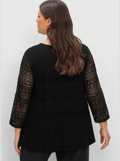 T-shirt à manches 3/4 tout en dentelle
