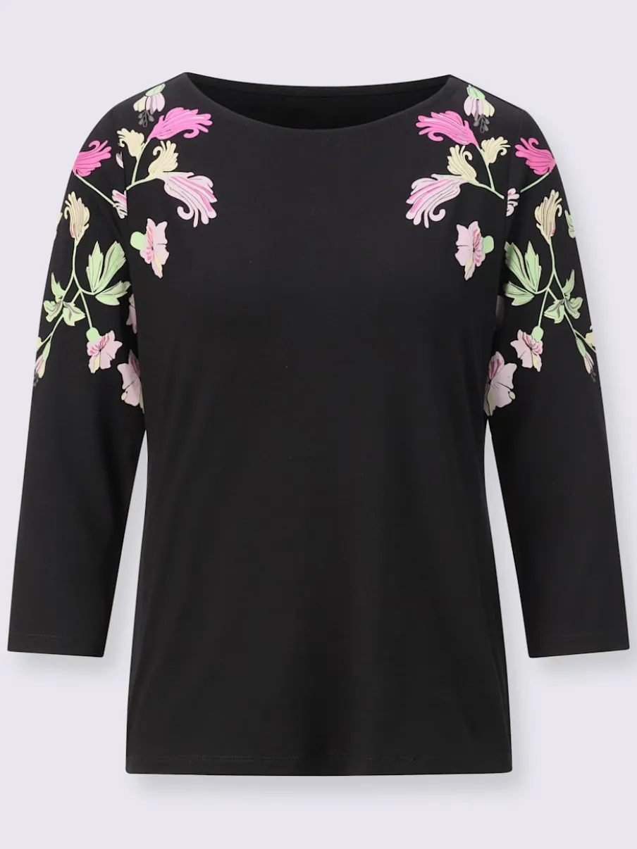 T-shirt à manches trois quarts motifs floraux en viscose ECOVERO