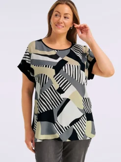 T-shirt mélange de matières : jersey et qualité chemisier tissée