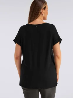 T-shirt mélange de matières : jersey et qualité chemisier tissée