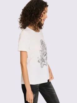 T-shirt moderne en coton avec imprimé feuille graphique