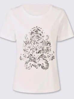 T-shirt moderne en coton avec imprimé feuille graphique