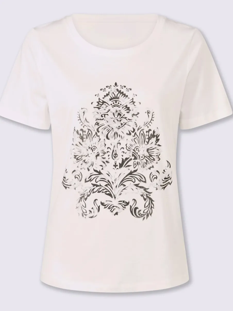T-shirt moderne en coton avec imprimé feuille graphique