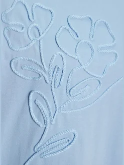 T-shirt à motif floral brodé avec mancherons en coton biologique