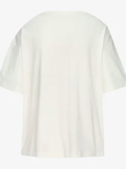 T-shirt à motif floral brodé avec mancherons en coton biologique