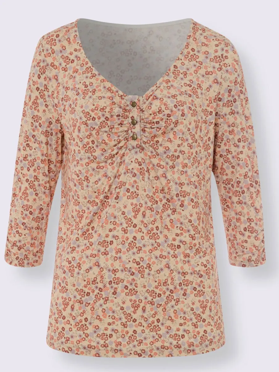 T-shirt à motifs mille fleurs avec manches trois quarts.
