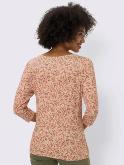 T-shirt à motifs mille fleurs avec manches trois quarts.