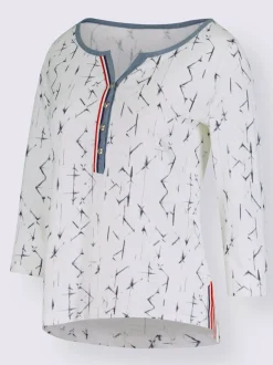 T-shirt à motifs originaux avec boutonnière et fentes décoratives