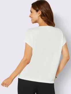 T-shirt orné de floral et pierres brillantes devant
