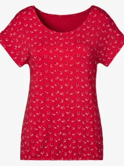 T-shirt à petits nœuds et découpe aux manches avec motif floral