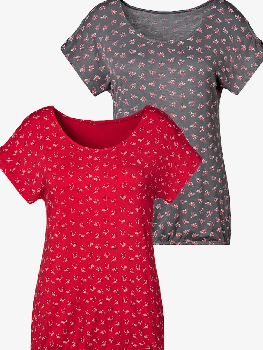 T-shirt à petits nœuds et découpe aux manches avec motif floral