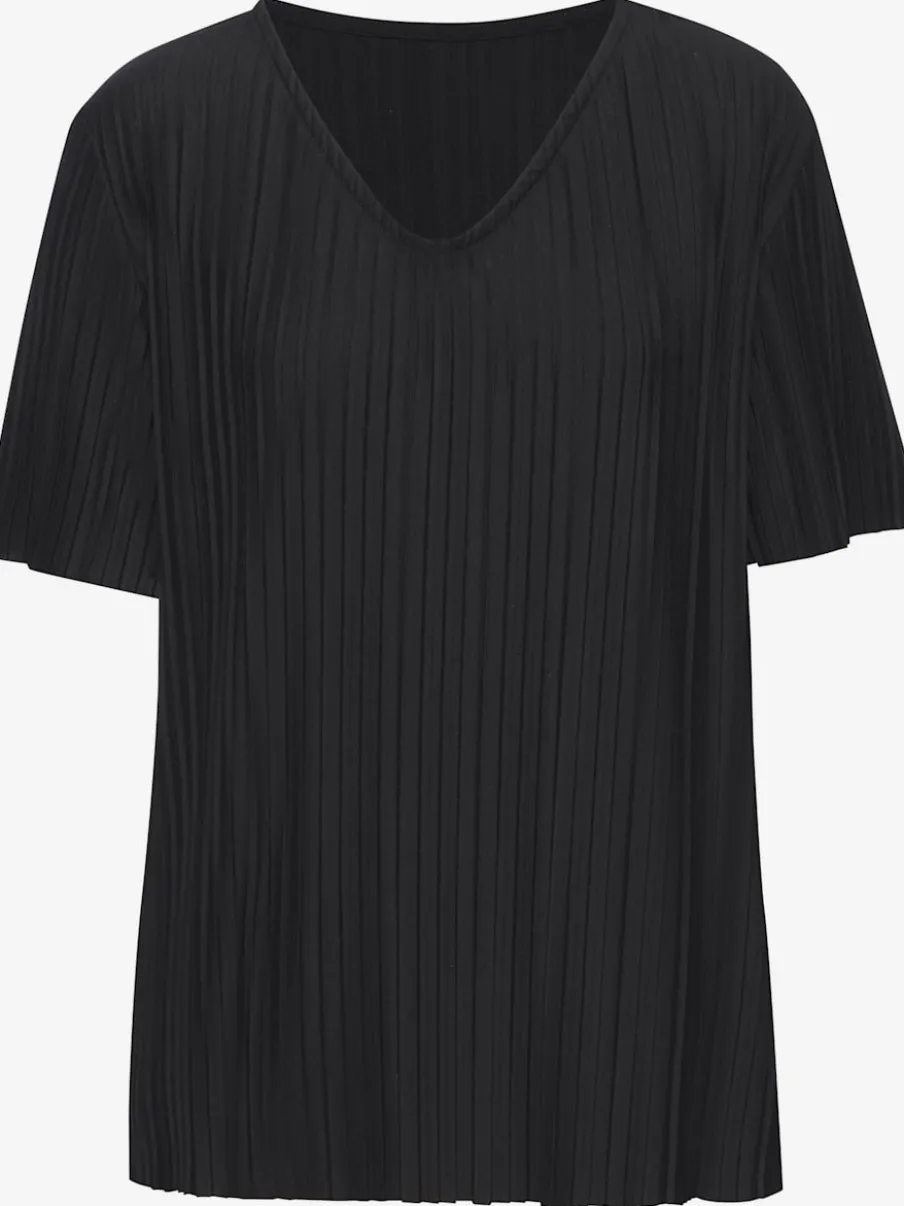 T-shirt plissé avec encolure V et manches courtes