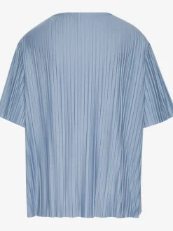 T-shirt plissé avec encolure V et manches courtes