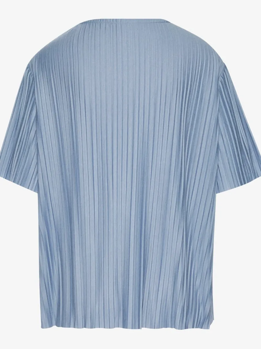 T-shirt plissé avec encolure V et manches courtes