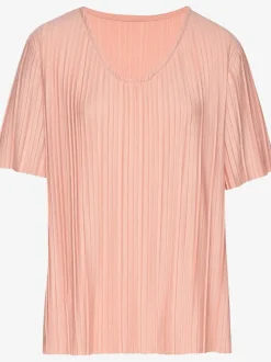 T-shirt plissé avec encolure V et manches courtes