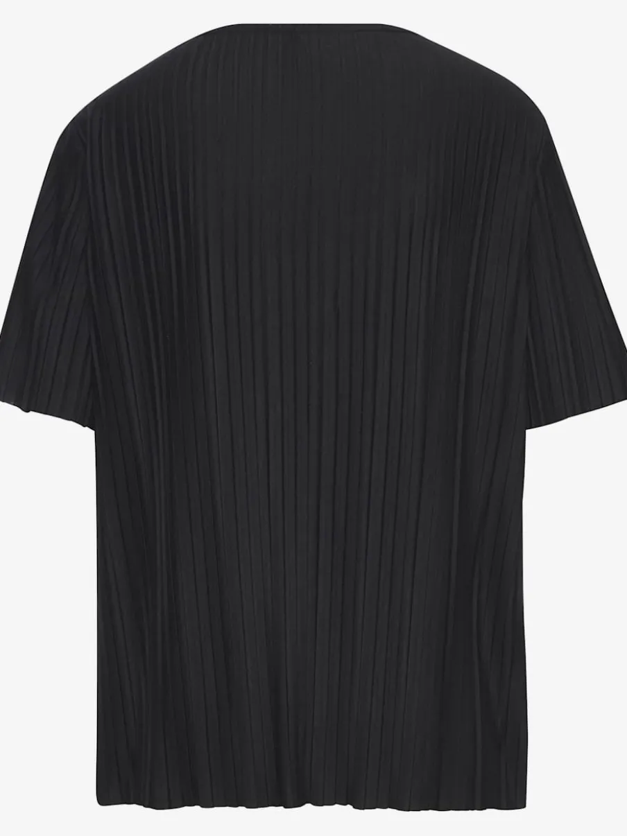 T-shirt plissé avec encolure V et manches courtes