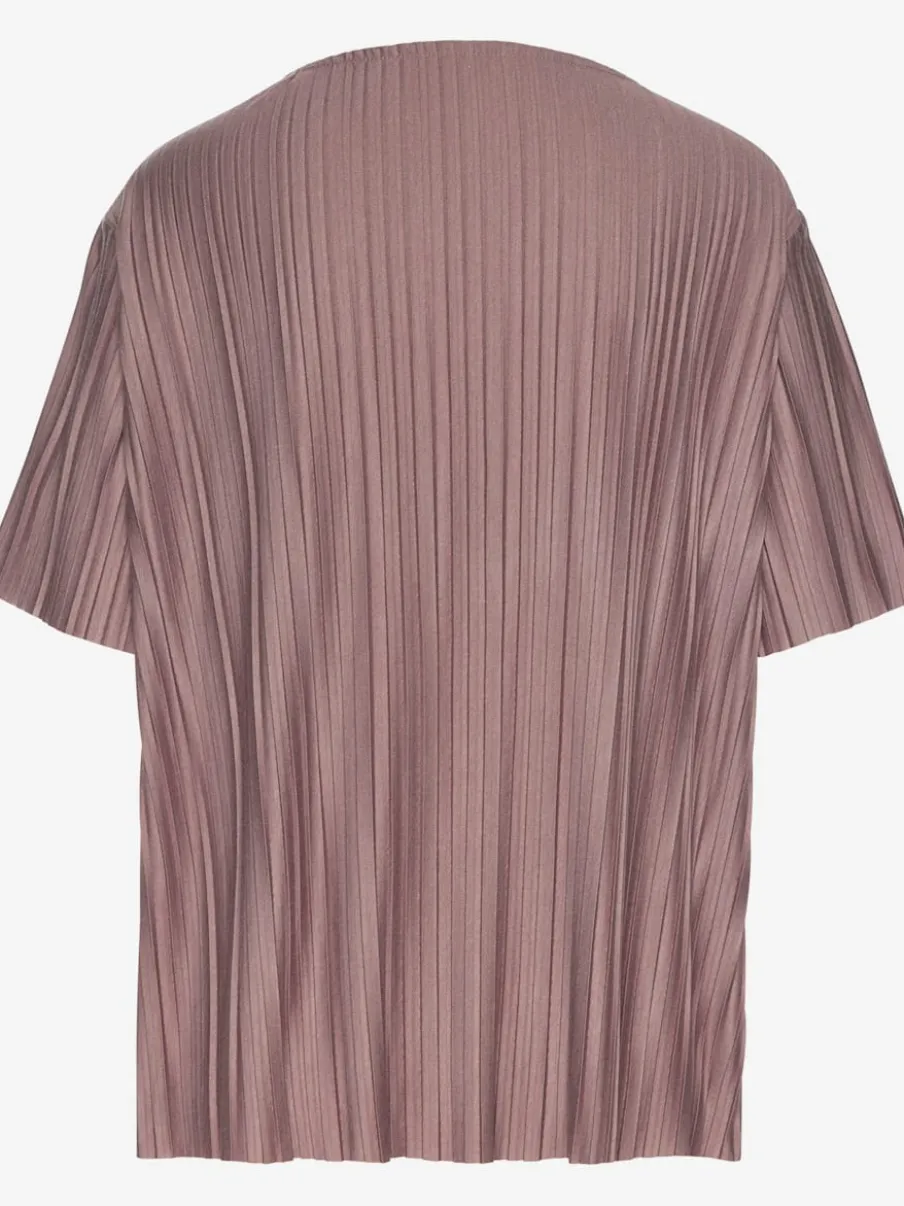 T-shirt plissé avec encolure V et manches courtes