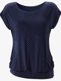 T-shirt à pois avec encolure large et manches courtes