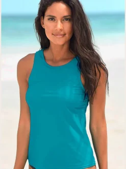 T-shirt pour la baignade à col rond et sans manches avec caoutchouc sous poitrine