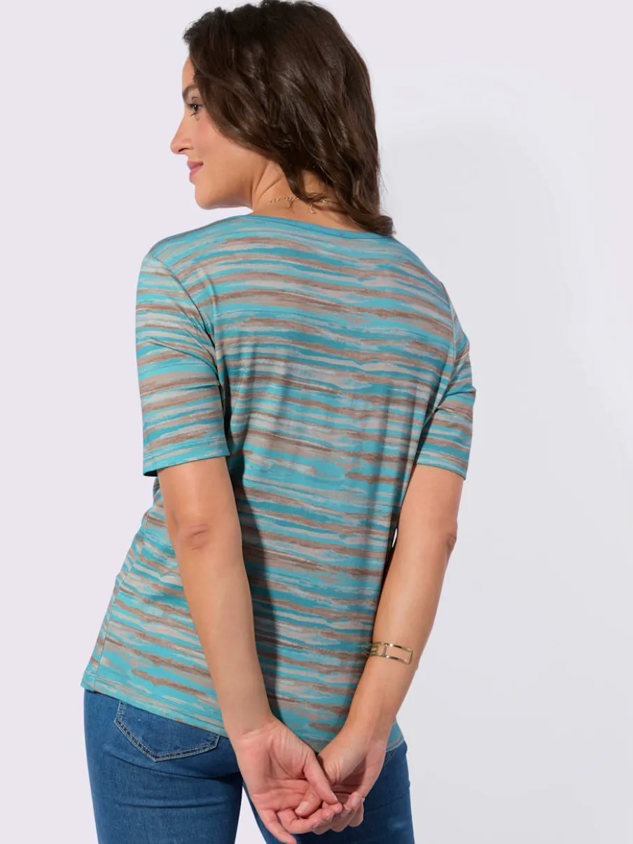 T-shirt rayé avec col rond et manches courtes