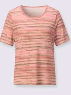 T-shirt rayé avec col rond et manches courtes