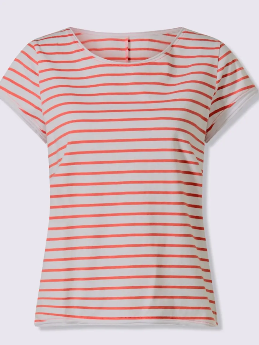 T-shirt rayé à col rond et manches courtes en coton