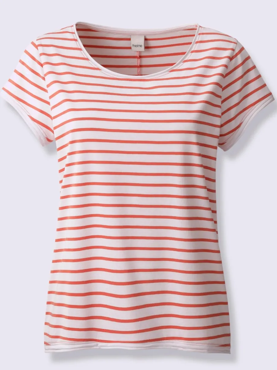 T-shirt rayé à col rond et manches courtes en coton
