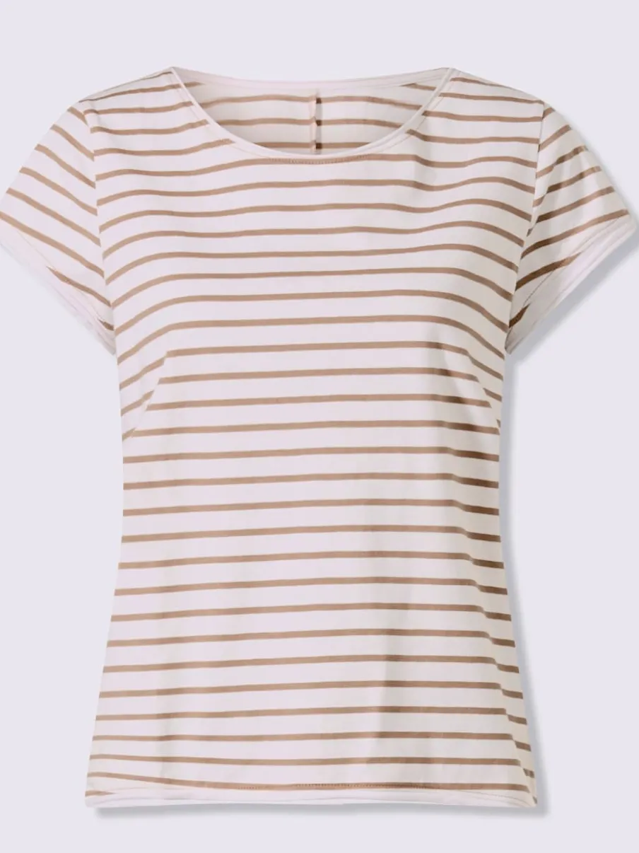 T-shirt rayé à col rond et manches courtes en coton