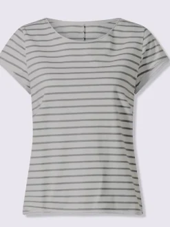 T-shirt rayé à col rond et manches courtes en coton