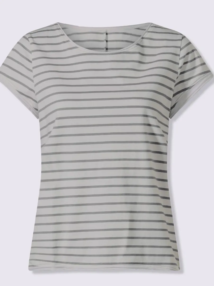 T-shirt rayé à col rond et manches courtes en coton