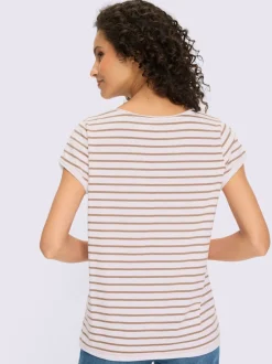 T-shirt rayé à col rond et manches courtes en coton
