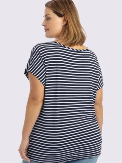 T-shirt rayé encolure en v affinante
