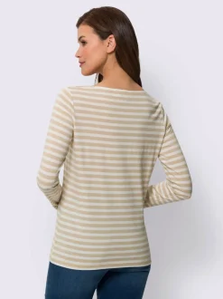 T-shirt rayé en mélange modal avec encolure V