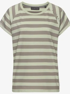 T-shirt à rayures avec encolure ronde et manches retroussables