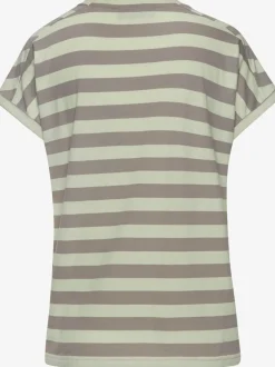 T-shirt à rayures avec encolure ronde et manches retroussables
