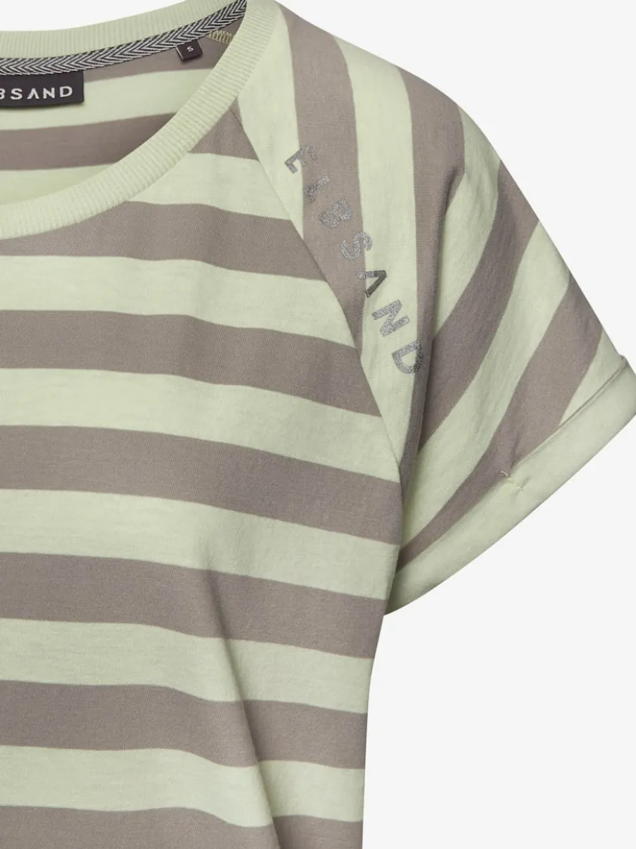 T-shirt à rayures avec encolure ronde et manches retroussables