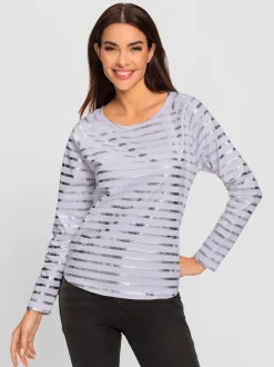 T-shirt à rayures avec encolure ronde et manches longues